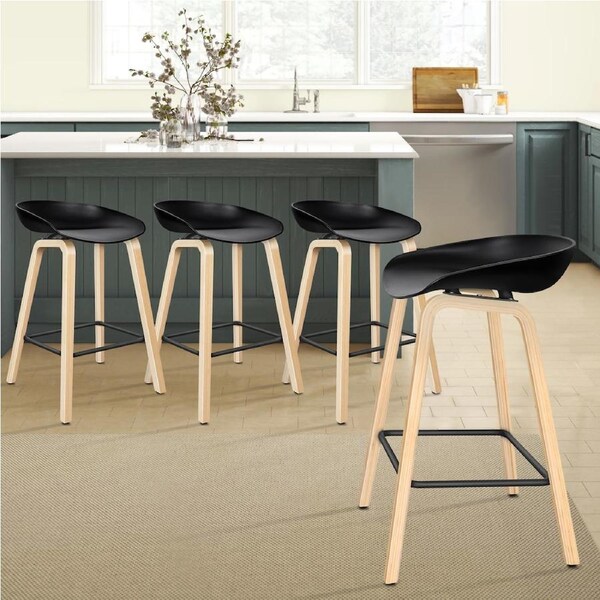 4x ALFORDSON Bar Stools Wade Wooden Black