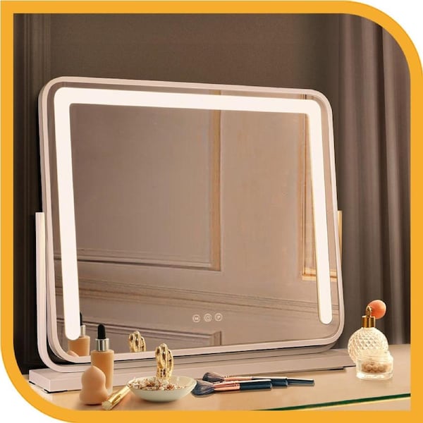 Simplus Tabletop LED Lighted Mirror Vanity Mirror with Lights Makeup Mirrors 60x52CM