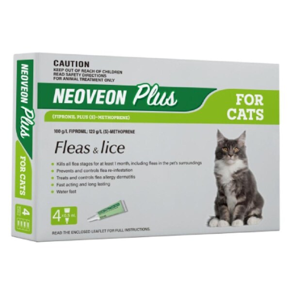 Neoveon Plus Green 4 Pack for Cats Flea Control Treatment