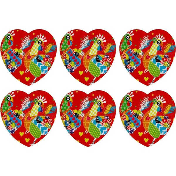 6pc Maxwell & Williams Love Hearts 10cm Ceramic/Cork Cups Coaster Chicken Dance