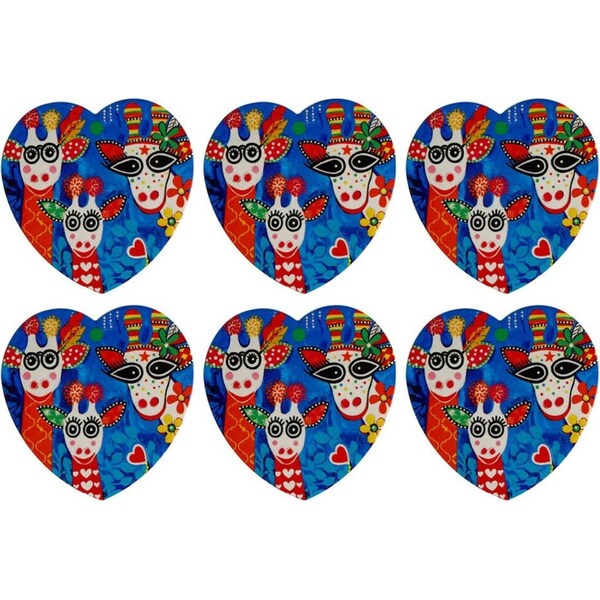 6pc Maxwell & Williams Love Hearts 10cm Ceramic/Cork Cups/Mug Coaster Mr Gee Fam