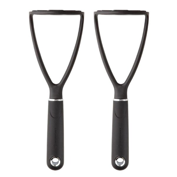 2PK MasterCraft Soft Grip Nylon Potato/Vegetable Masher/Home Kitchen Pounder BLK