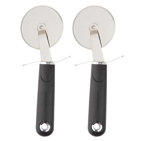 2x MasterCraft Soft Grip Stainless Steel 7cm Pizza Cutter/Slicer Kitchen Chopper