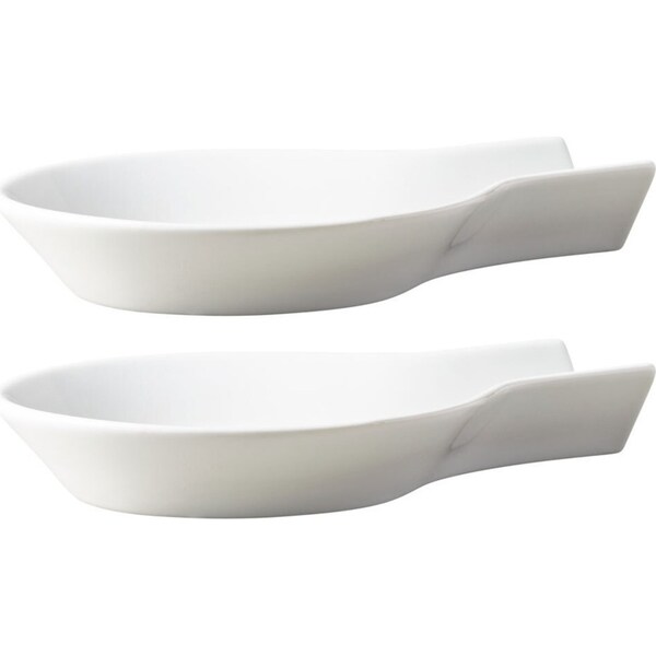 2x Maxwell & Williams Epicurious Porcelain 22.5cm Spoon Rest Utensil Holder WHT