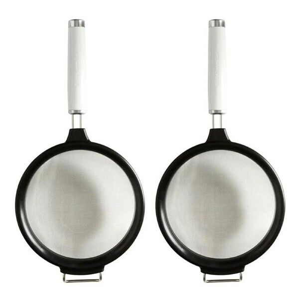 2PK Kitchen Aid Classic Kitchen Stainless Steel 17.5cm Food Pasta Strainer White