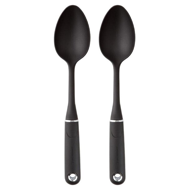 2PK MasterCraft Soft Grip Nylon Cooking Spoon Heat Resistant Kitchen Utensil BLK