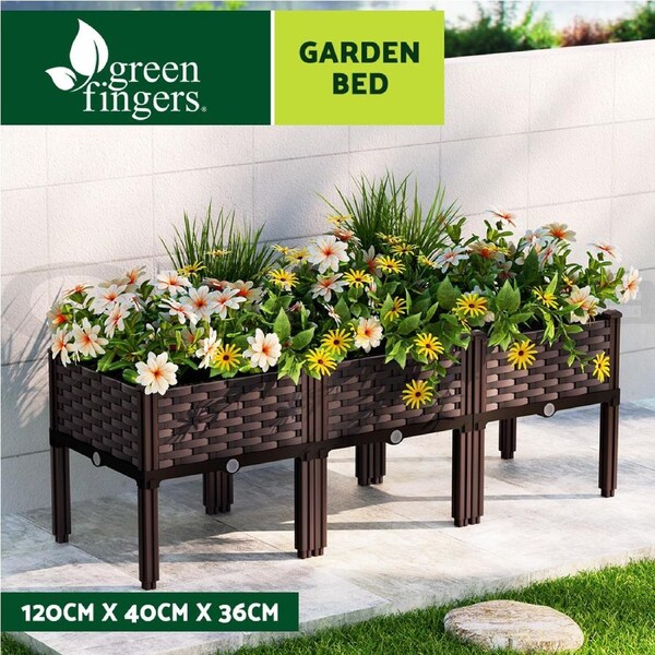 120x40x36cm PP Green Fingers Garden Bed Planter Box Raised Container Growing Herb