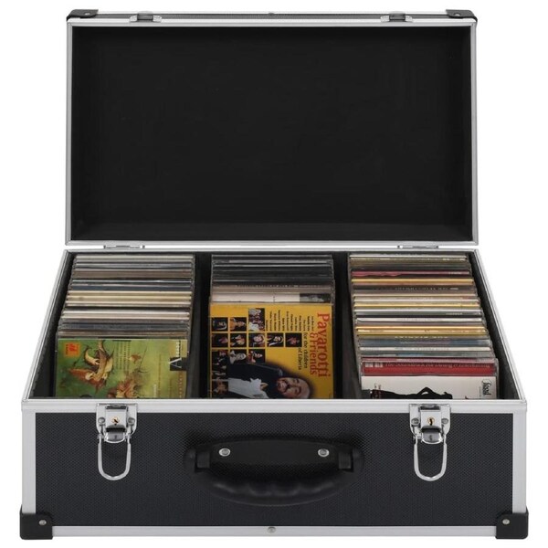 CD Storage Holder Organiser Case for 60 CDs Aluminium ABS Adjustable Lockable