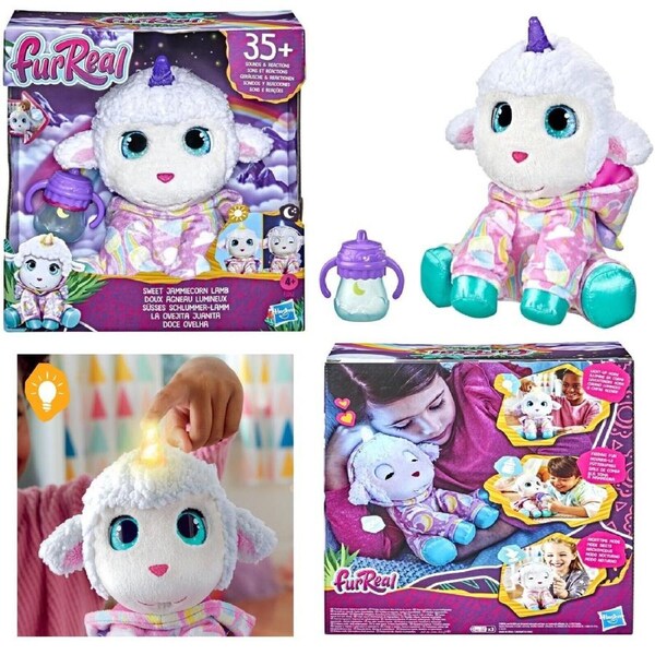 FurReal Sweet Jammiecorn Lamb Light-Up Toy with 35+ Sounds Pet Play Gift