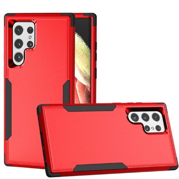 For Samsung Galaxy S23 Ultra Case Protective Layered Armour Cover, Red Black