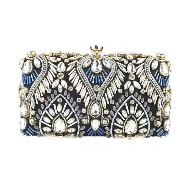Nevenka Vintage Beaded Clutch Evening Bags Flapper Handbag Clutch for Women--Black