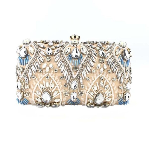 Nevenka Vintage Beaded Clutch Evening Bags Flapper Handbag Clutch for Women-Apricot