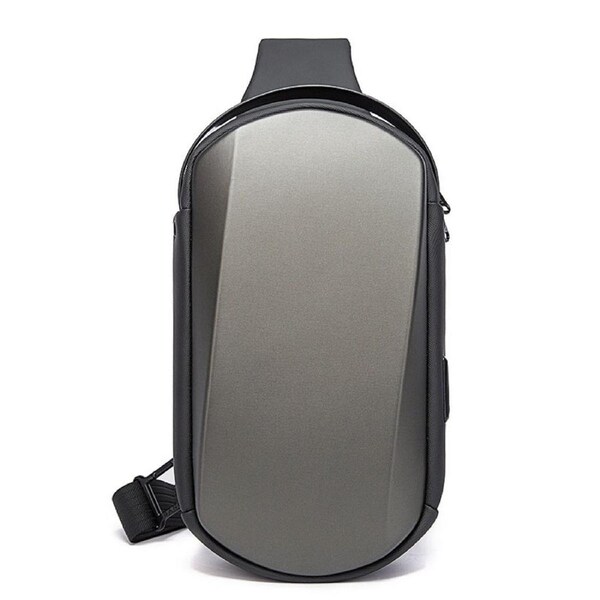 Nevenka Outdoor Crossbody Sling Bags with USB Port for Womens Mens-Grey