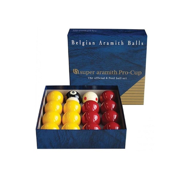 Arasmith Casino Pro Cup Set Pool/Snooker Balls 2" 7 Red/Yellow 1 Black/White