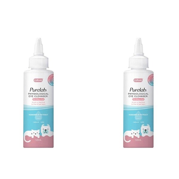 2x Cature Purelab Pet Cat/Dog 120ml Eye/Eyelid Cleanser/Grooming Cleaner White