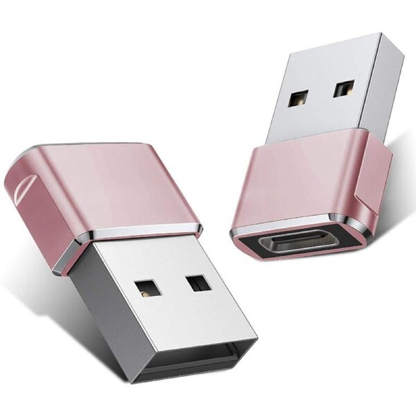 Catzon USB C Female to USB Male Adapter 2 Pack Type A Charger Cable Power Converter for iPhone 13 Pro Max-Pink