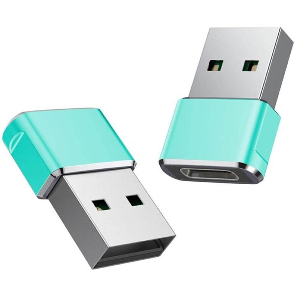 Catzon USB C Female to USB Male Adapter 2 Pack Type A Charger Cable Power Converter for iPhone 13 Pro Max-Green