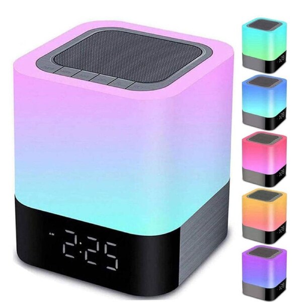 Catzon Night Lights Bluetooth Speaker Dimmable Multi-Color Changing Bedside Lamp-Colorful