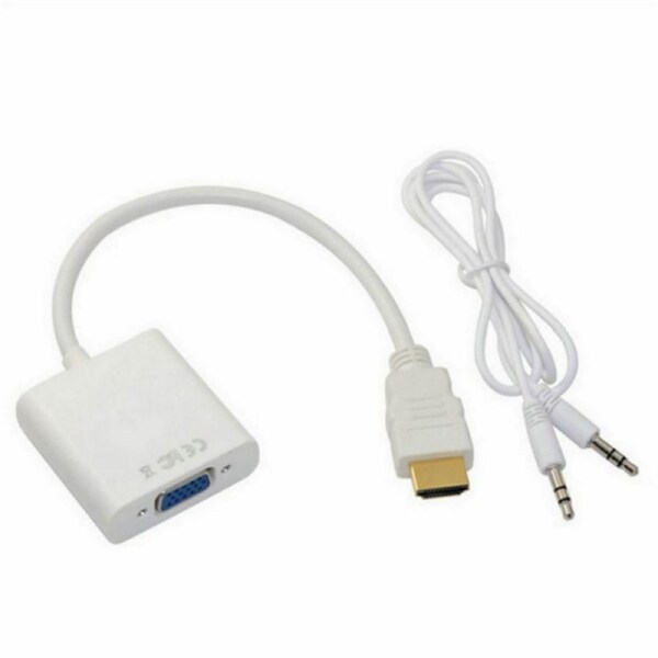 Catzon HDMI to VGA Adapter Male to Female For Computer Monitor HDTV Roku Xbox and More-White