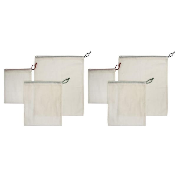 6pc Stephanie Alexander Cotton Produce Bags Food Storage Small/Medium/Large Asst
