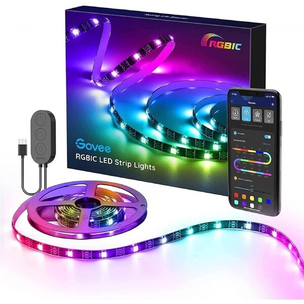 Govee RGBIC TV Light Strip, 2m/6.56ft TV LED Backlight Strip for 30-50 inch TV, USB LED Strip with APP Control, Color Changing by Sync to Music, RGBIC LED Lights for TV PC Monitor Gaming Room