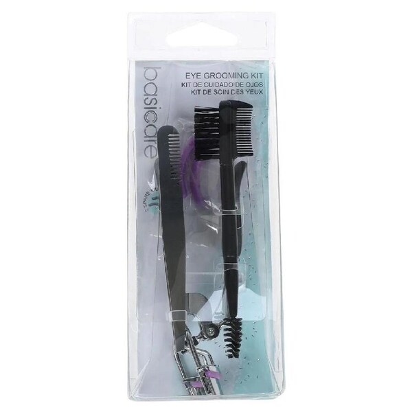 Basicare Eye Grooming Kit with Eyelash Curler Tweezers Eyebrow Brush Comb