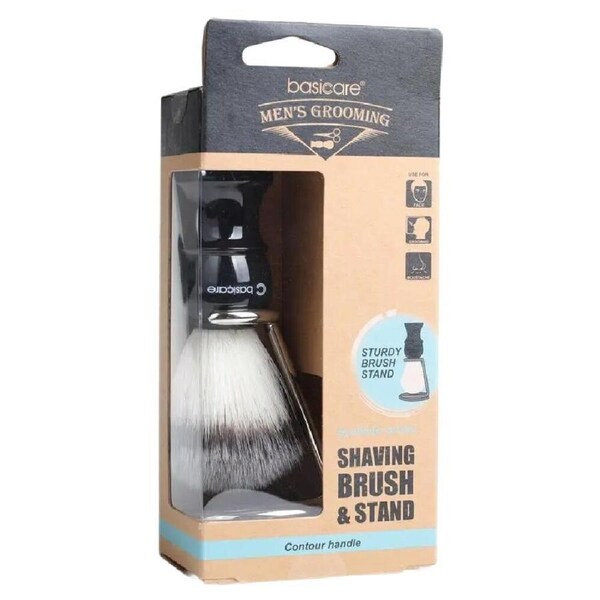 Basicare Men's Grooming Shaving Brush & Stand Set