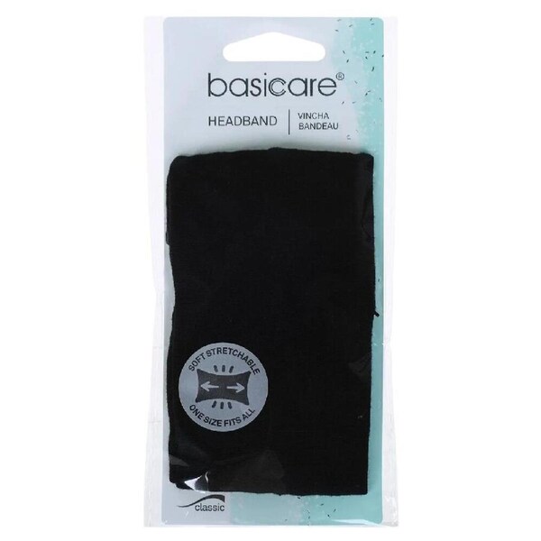 Basicare Black Adjustable Headband Hook and Loop Fastening for Hair Control