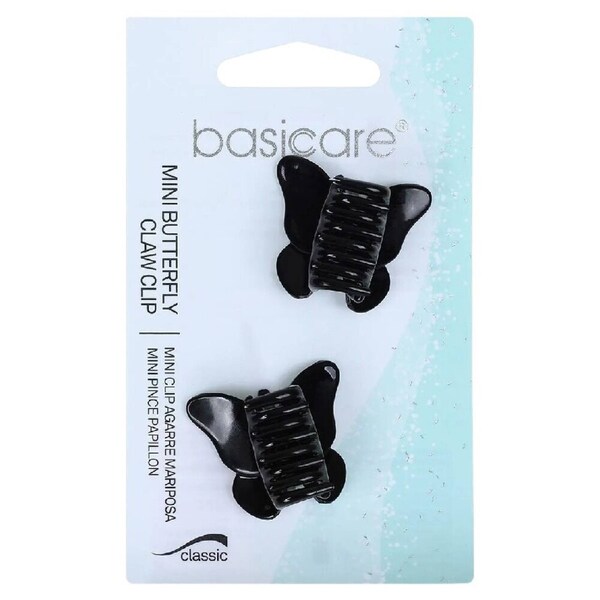 Basicare Black Mini Butterfly Hair Clips Pack of 2 Secure Stylish Hold
