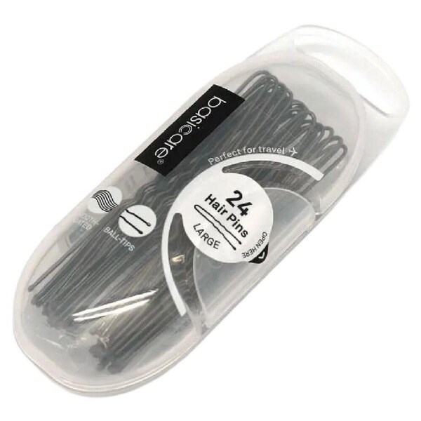 Basicare Brown Hair Pins Large 7.5cm 24 Pack Strong Hold Ball Tip