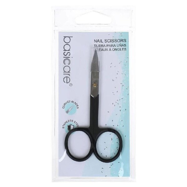 Basicare Stainless Steel Nail Scissors Rubber Grip Precision Grooming Tool