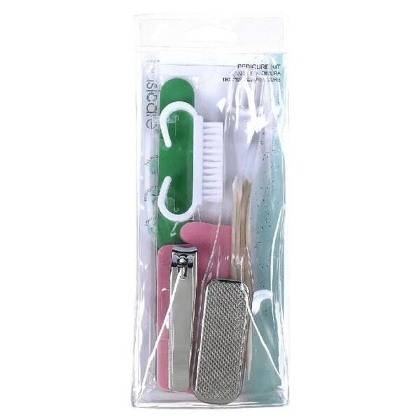 Basicare Pedicure 6 Piece Kit Travel Friendly Foot Care and Grooming Set