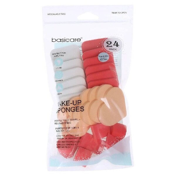 Basicare Rectangle Makeup Sponges Soft Reusable Cosmetic Applicators 24 Pack