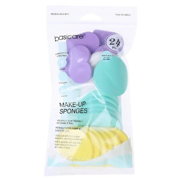 Basicare Round Makeup Sponges Reusable Cosmetic Applicators for Foundation 24 Pack
