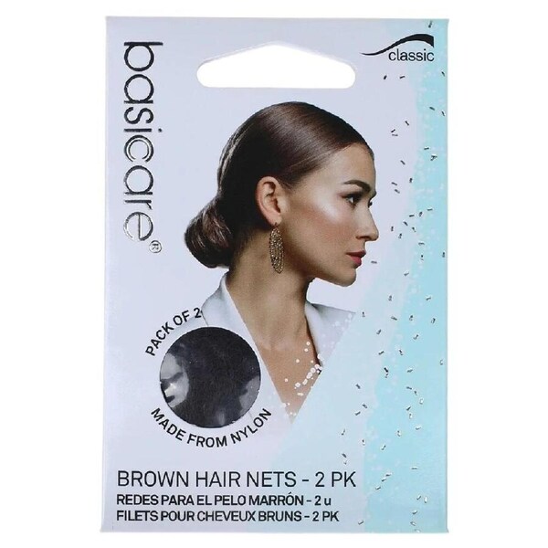 Basicare Invisible Hair Net Brown Two Pack Discreet Secure Hair Hold