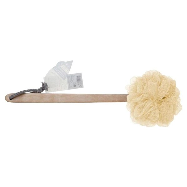Basicare Natural Mesh Sponge With Wooden Handle Deep Cleansing Exfoliation