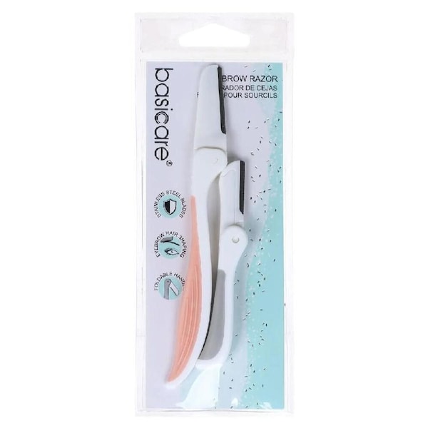 Basicare Eyebrow Razor 2 Pack Stainless Steel Blades for Precision Grooming