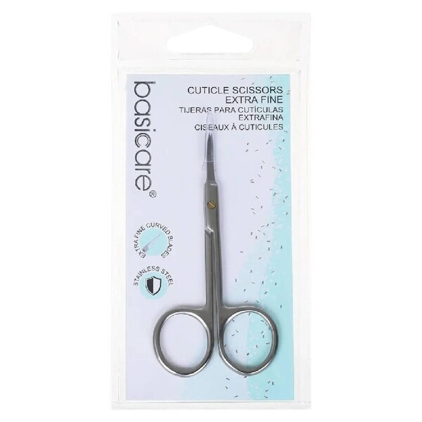 Basicare Extra Fine Cuticle and Hangnail Curved Blade Nail Scissors Precision