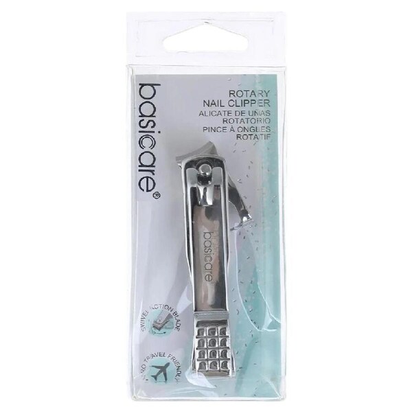 Basicare Ergonomic Rotary Nail Clipper with Handled Design for Travel