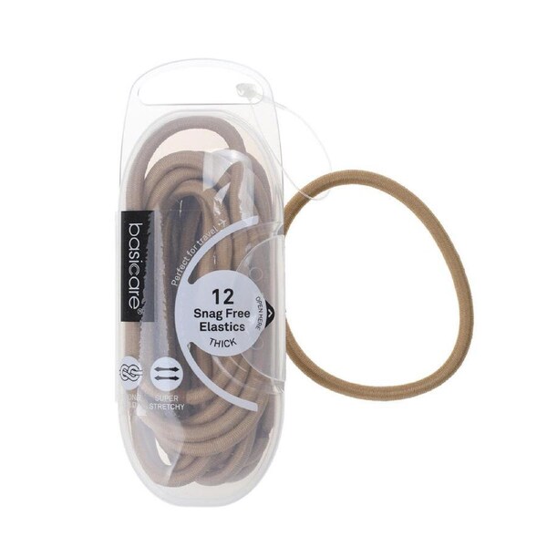 Basicare Elastic Snag Free Hair Bands Blonde Large 12 Pack Strong Hold