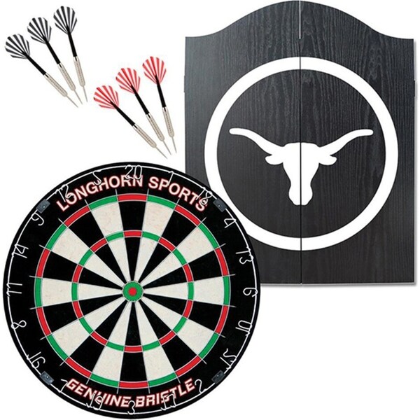 Formula Sports Longhorn Wall Mountable 56cm Cabinet/Dartboard/Brass Dart Set
