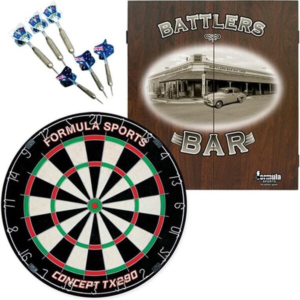 Formula Sports Battlers Wall Mountable 56cm MDF Cabinet/Dartboard/Dart Set
