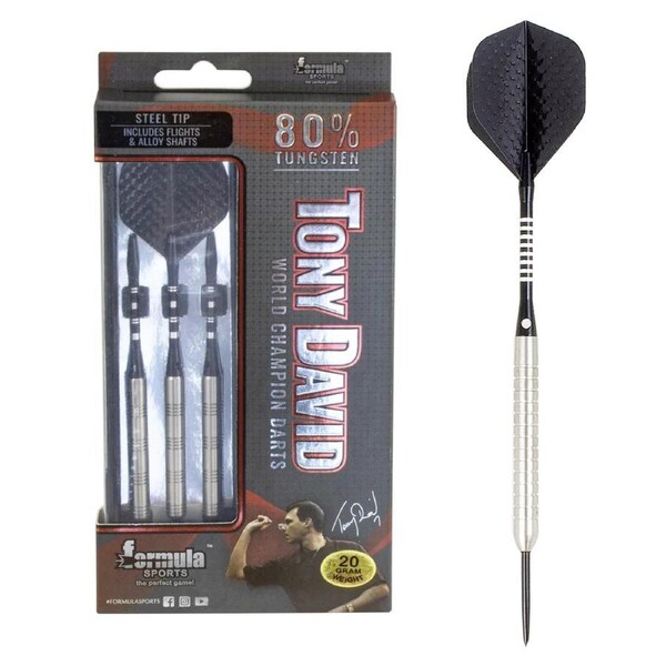 Formula Sports 20g Tony David 80% Tungsten Slim Barrel/Shaft Darts Steel Points