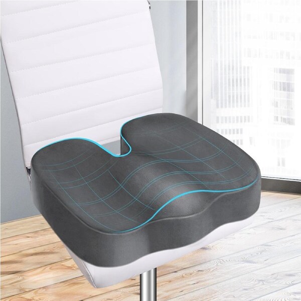 STARRY EUCALYPT Seat Cushion Memory Foam Pillow Pad Car Office Chair Back Pain Relief Grey