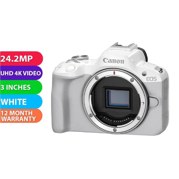 Canon EOS R50 Mirrorless Camera (White) With Kit Box - BRAND NEW