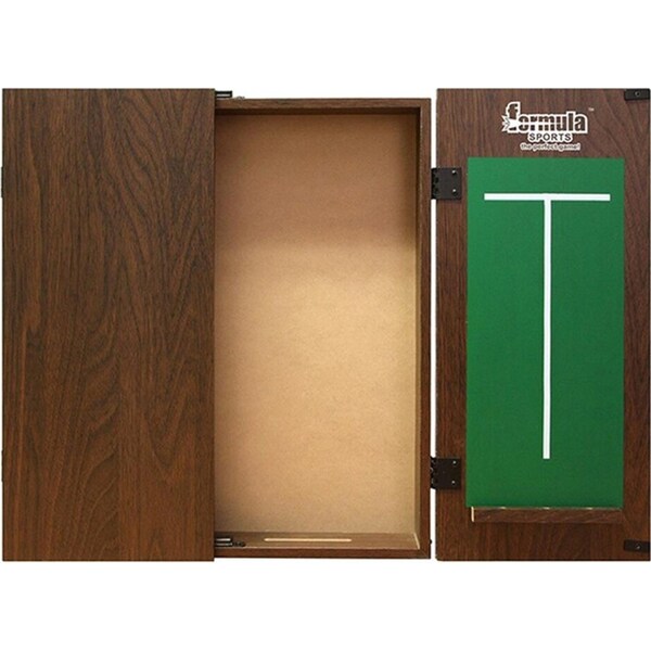 Formula Sports Plain MDF 58cm Dartboard Cabinet Storage w/ Chalkboard Walnut