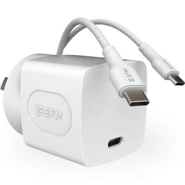 EFM 35W Single Port Wall Charger w/ Type-C Cable For Samsung Galaxy A32 White
