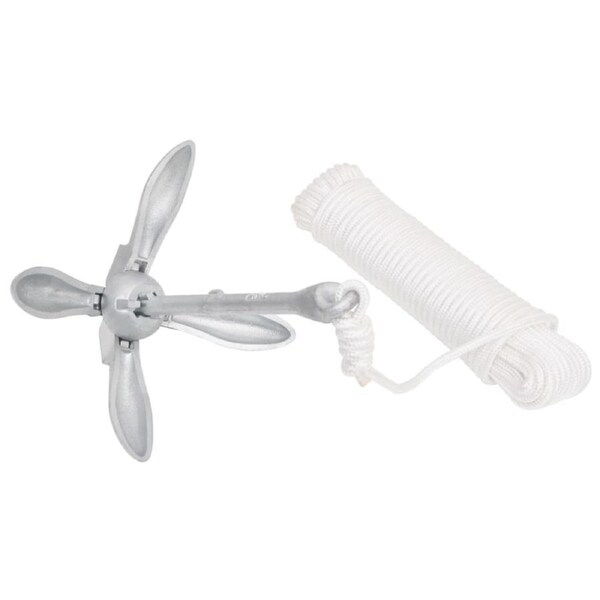 8kg Boat Anchor 4 Claw Mooring Anchor Malleable Iron 30M Marine Rope Folding