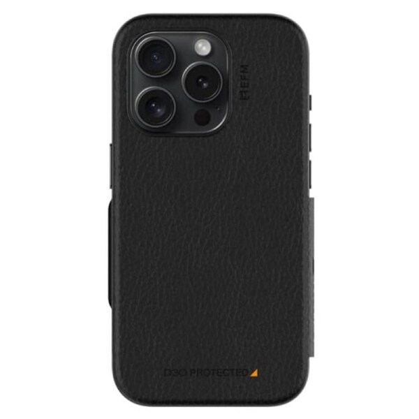 EFM Monaco Wallet Case Armour with D3O 5G Signal Plus Technology (Suits iPhone 15 Pro Max) - Black