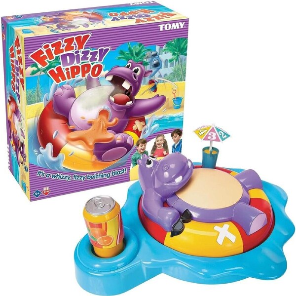 TOMY Fizzy Dizzy Hippo Action Game Whizzy Belching Blast Umbrella Drink Sound